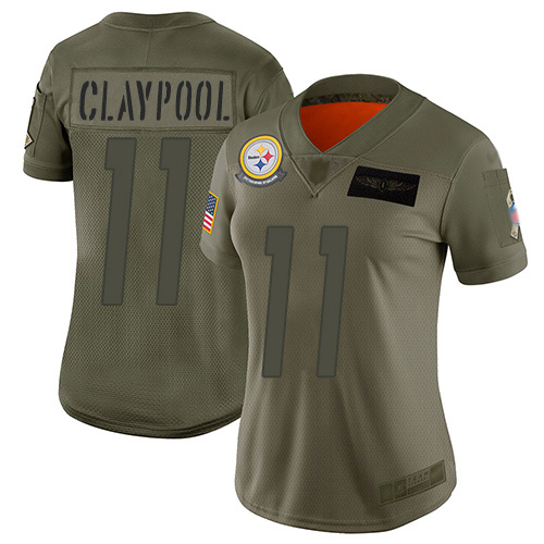 Pittsburgh Steelers #11 Chase Claypool Camo Women Stitched NFL Limited 2019 Salute To Service Jersey